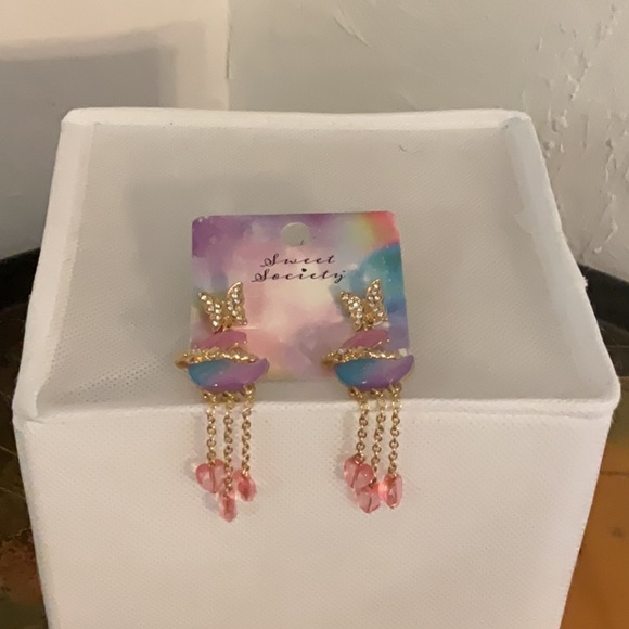 Sweet Society Jewelry - Sweet Society Butterfly Moon + Heart Earrings, Gold Tone,  NWT